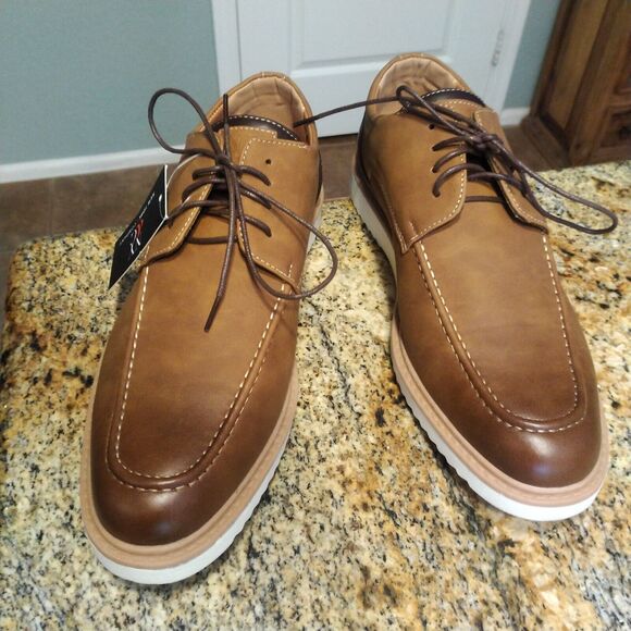 New York & Company Men's Casual Lace Up Leather Shoes Brown Size 12 NWT - Picture 2 of 12